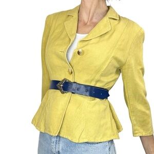 Jones New York lightweight yellow tailored 3/4 sleeve jacket 8